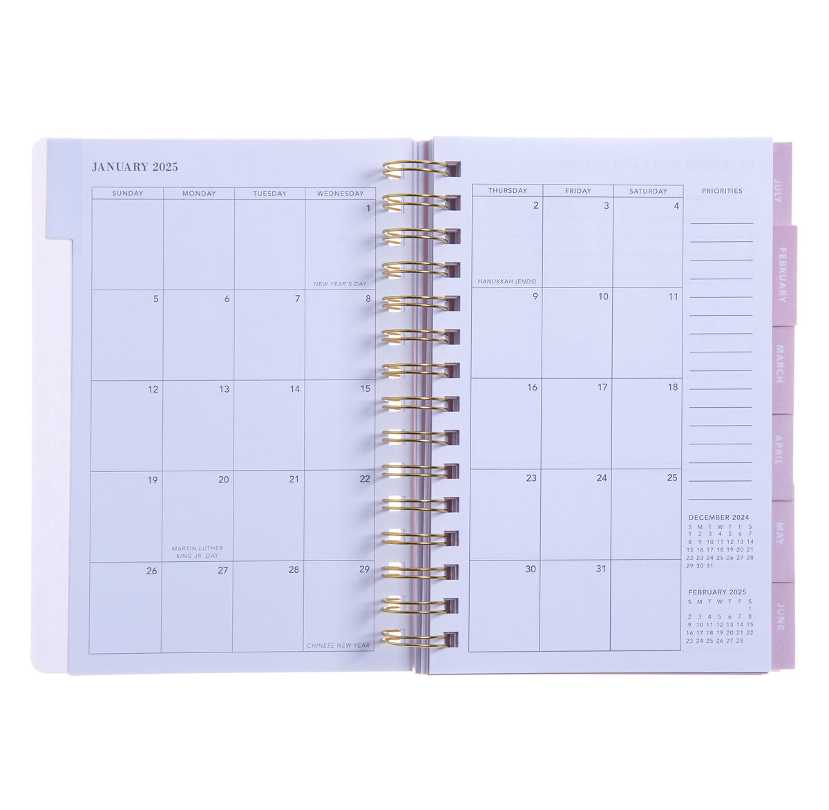Monthly + Weekly Planner - Flower Gray Floral - January-December 2025