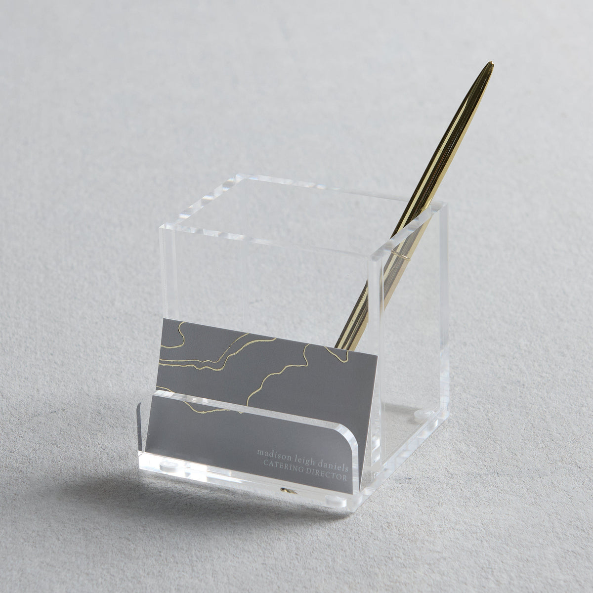 Acrylic Pencil Cup - Desktop Organizer with Business Card Holder Gartner Studios Organizer 100391