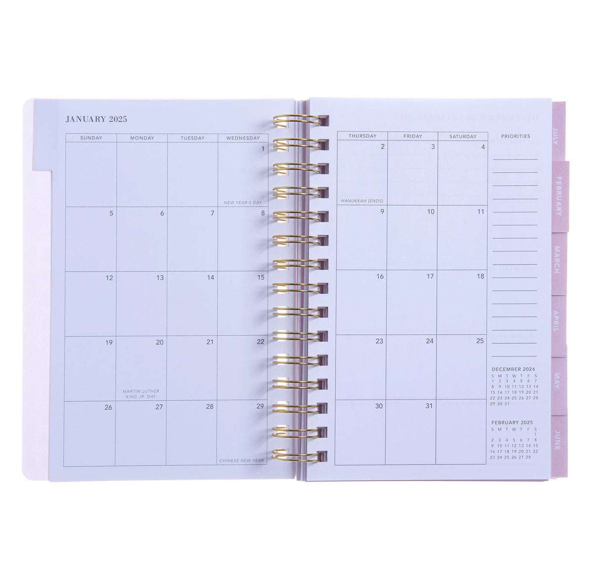 Monthly + Weekly Planner - Flower Gray Floral - January-December 2025 Gartner Studios Planner 100889