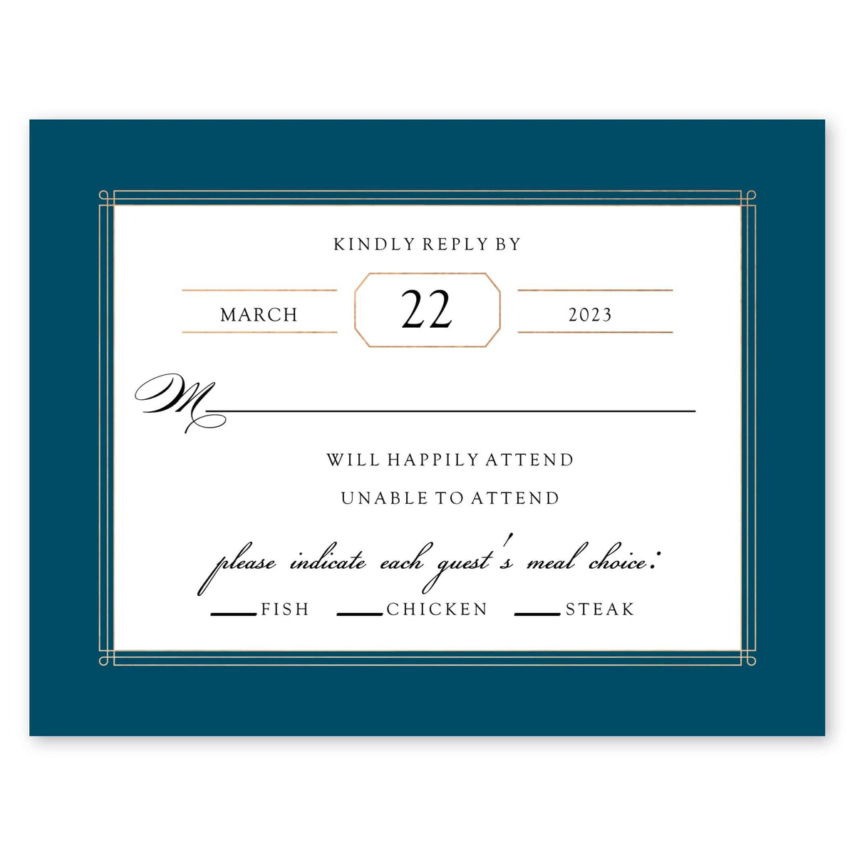 Elegant Lines Wedding Response Card Navy Gartner Studios Response Cards 10600