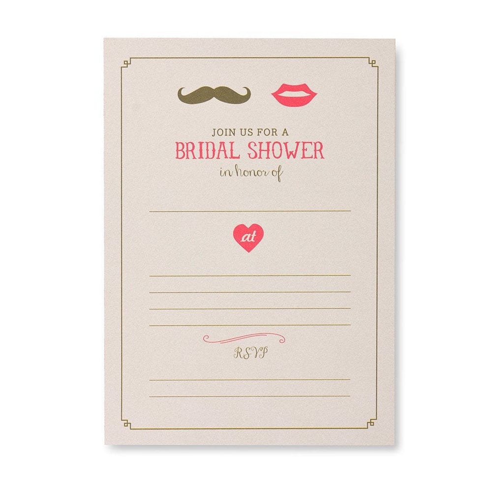 Mustache &amp; Red Lips Bridal Shower Invitations Gartner Studios Invitations 14972